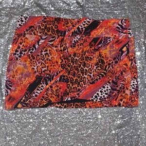 Hot Gal Vibrant Animal Print Mini Skirt - Red and Orange